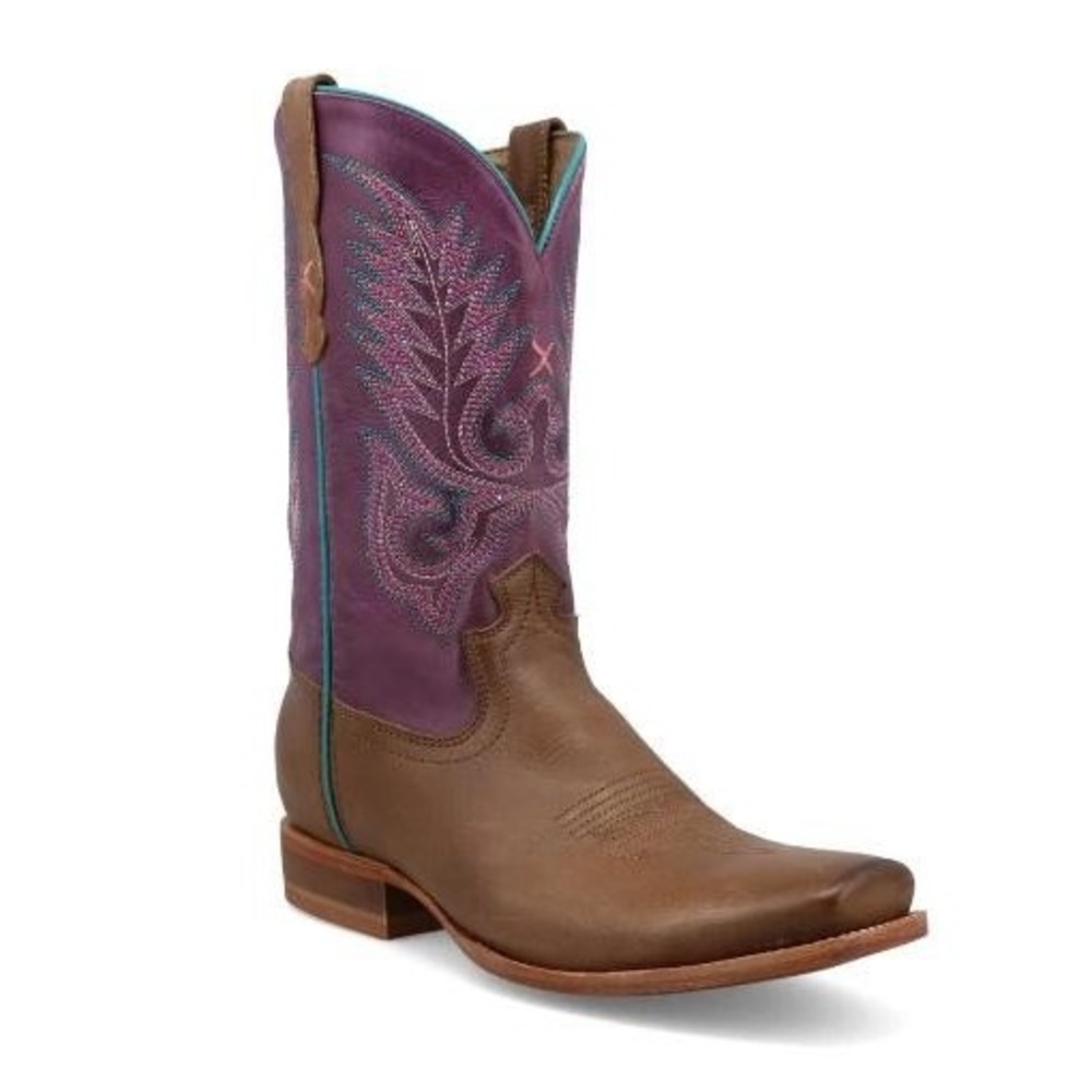 NEW Twisted X‎ Rancher Square Toe Western Cowgirl Boots Purple Brown 7.5 B